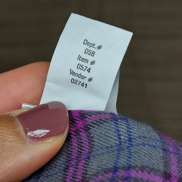 Eddie Bauer flannel shirt button up long sleeve plaid gray purple magenta pink M - Picture 8 of 8